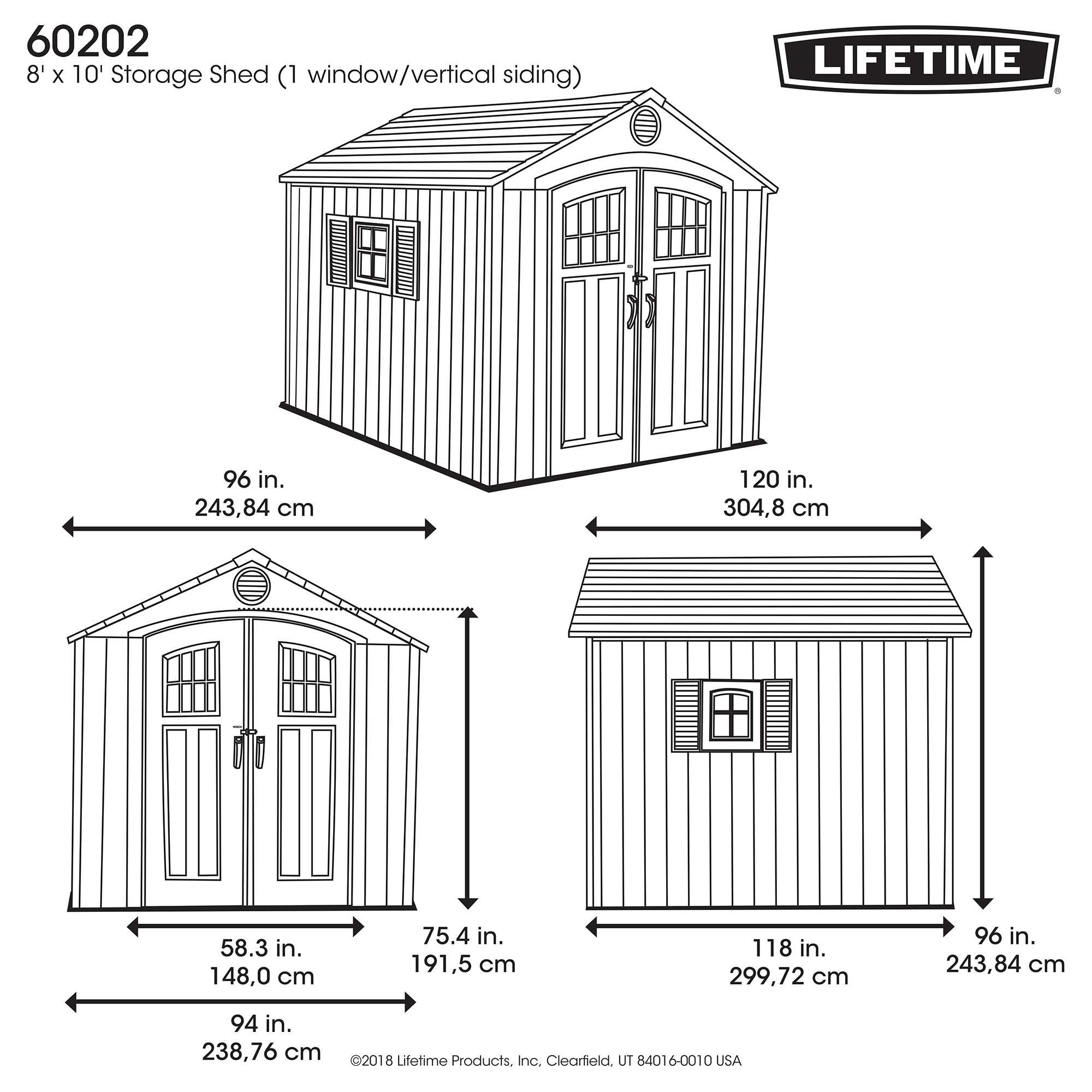 Lifetime 8 Ft. X 10 Ft. Outdoor Storage Shed – 60202
