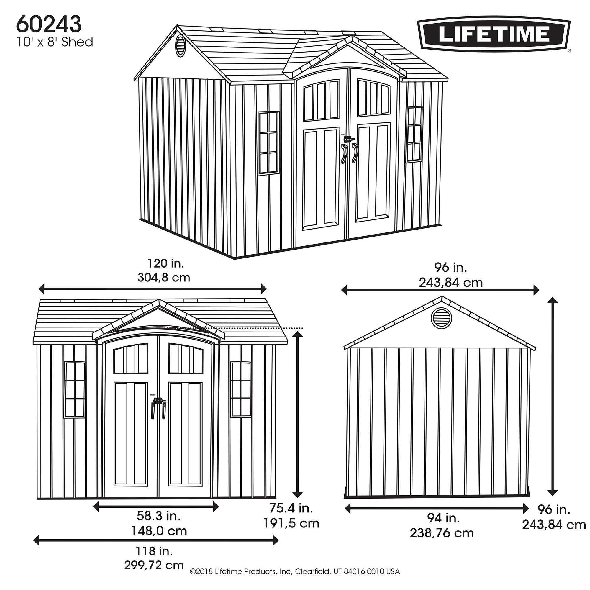 Lifetime 10 Ft. X 8 Ft. Outdoor Storage Shed – 60243