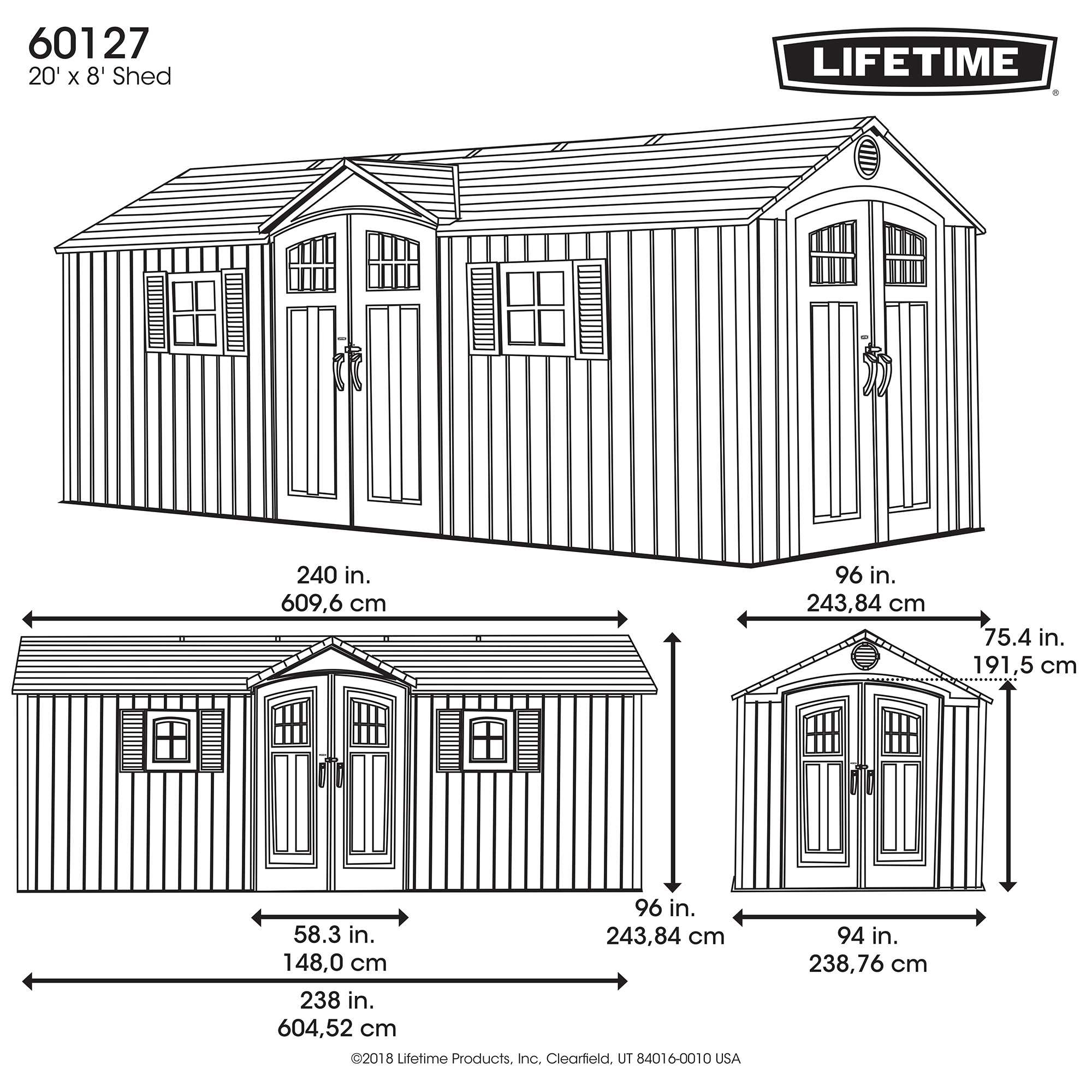 Lifetime 20 Ft. x 8 Ft. Outdoor Storage Shed